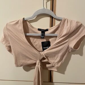 Forever 21 Tan Ribbed Crop Blouse